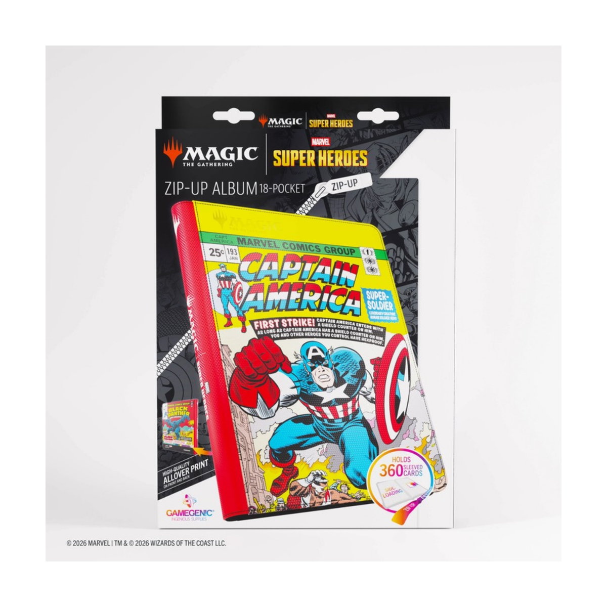 Gamegenic Zip-Up Album 18-Pocket Captain America Black Panther – geöffnetes Album