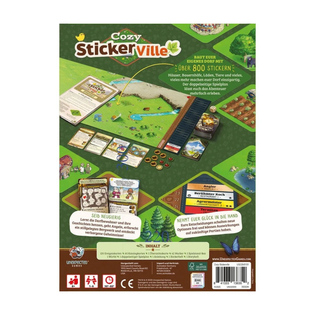 Cozy Stickerville Brettspiel Dorfansicht