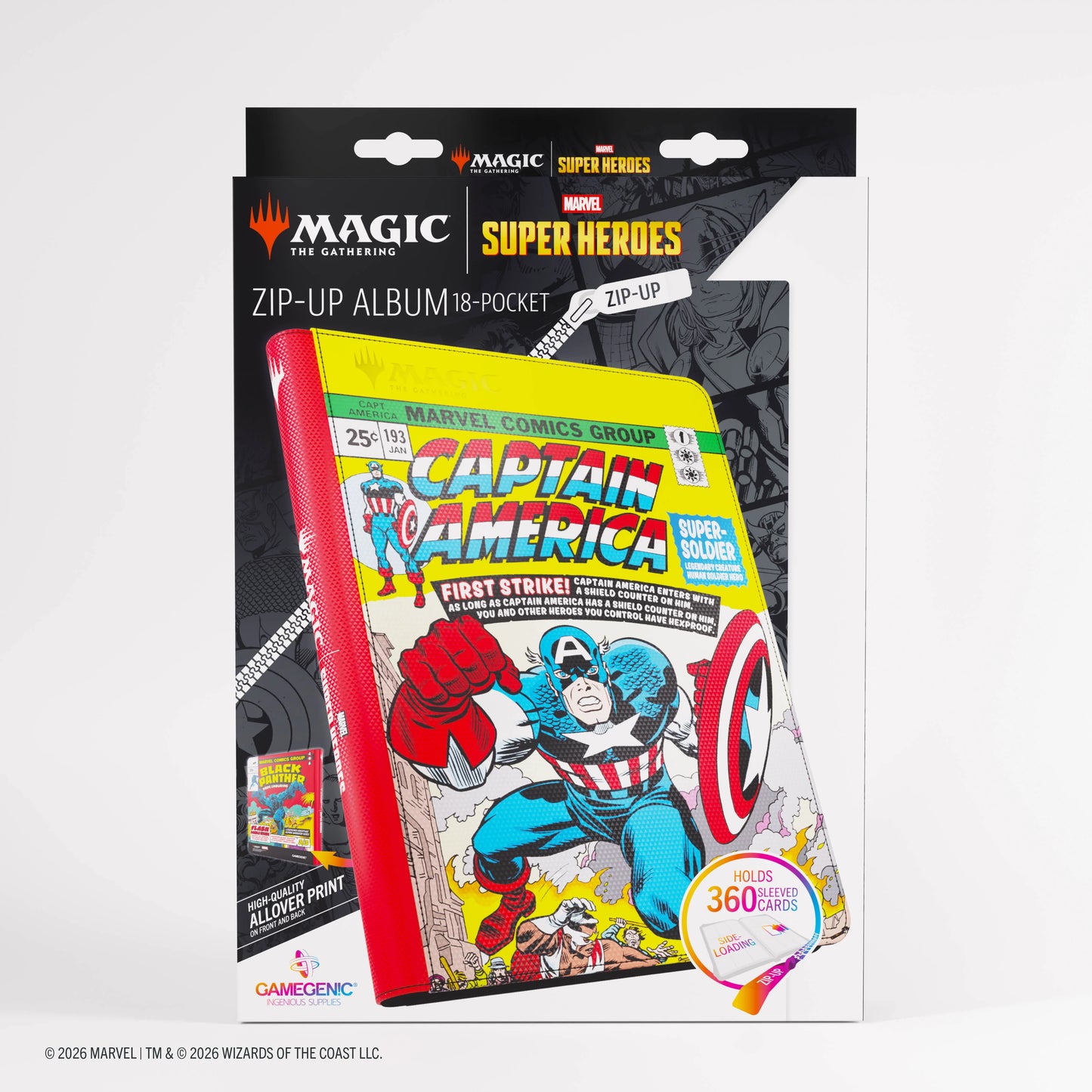 Gamegenic Zip-Up Album 18-Pocket – MTG Marvel Super Heroes Captain America Black Panther
