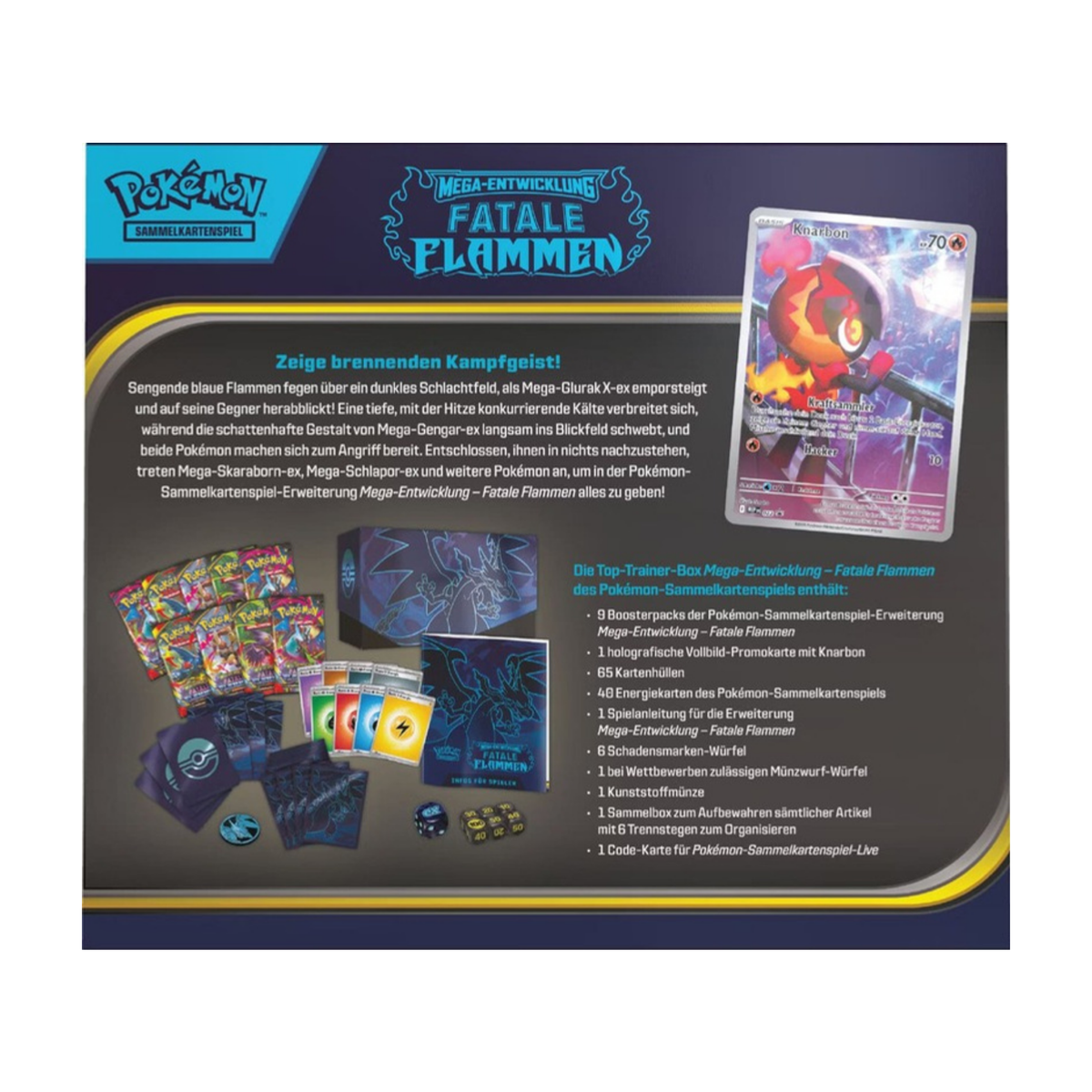 Pokémon Fatale Flammen Top-Trainer Box Rückseite