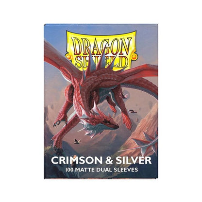 Dragon Shield Matte Dual Standard Sleeves – Crimson & Silver – 100