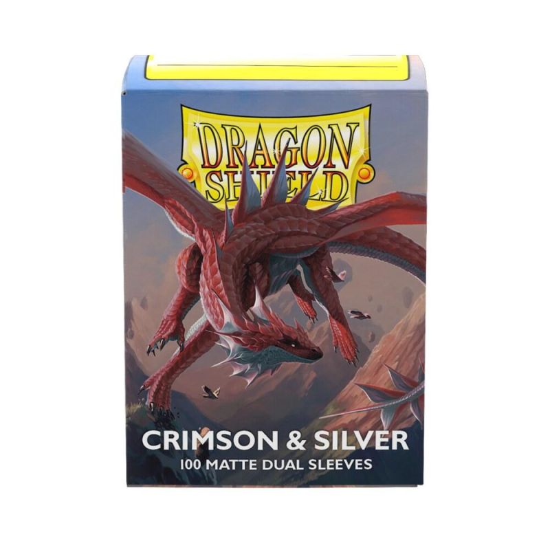 Dragon Shield Matte Dual Standard Sleeves – Crimson & Silver – 100