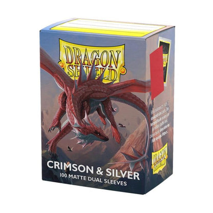 Dragon Shield Matte Dual Standard Sleeves – Crimson & Silver – 100