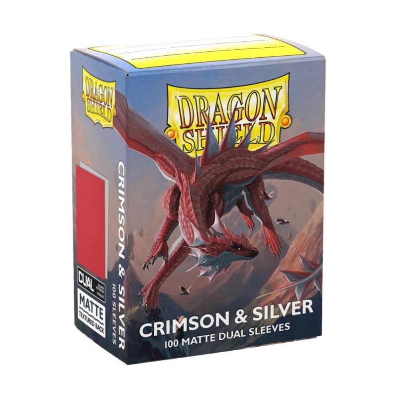 Dragon Shield Matte Dual Standard Sleeves – Crimson & Silver – 100
