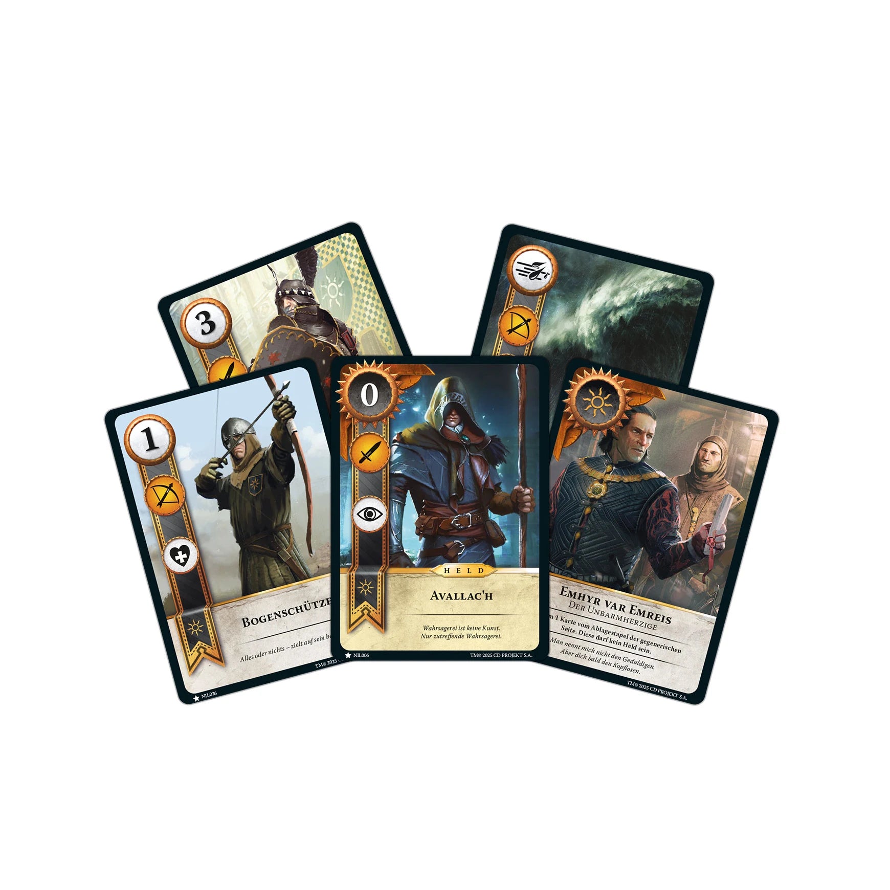 Gwent Spielkarten mit Fraktionen und Illustrationen aus dem legendären Kartenspiel