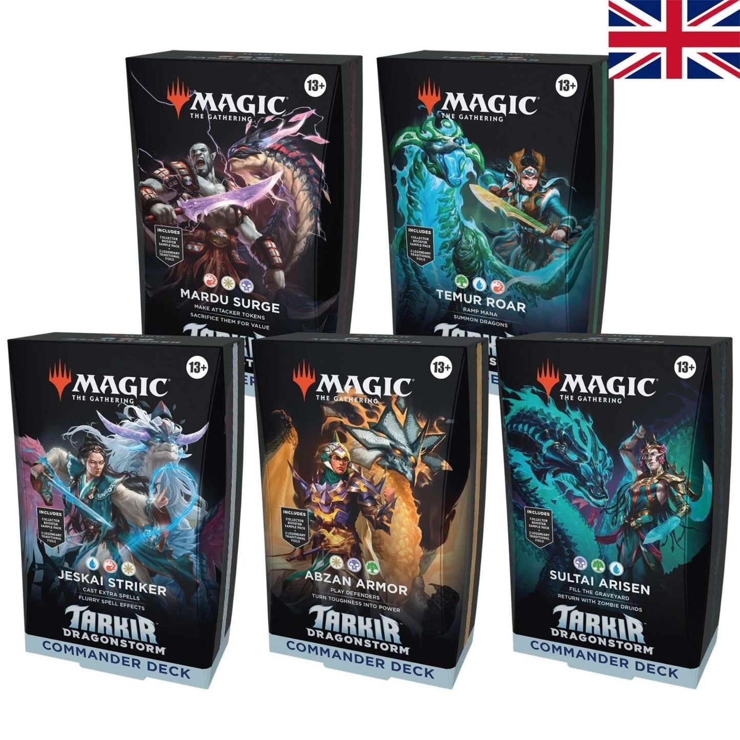 Magic the Gathering Tarkir Dragonstorm Commander Deck Display Englisch (alle 5 Decks)