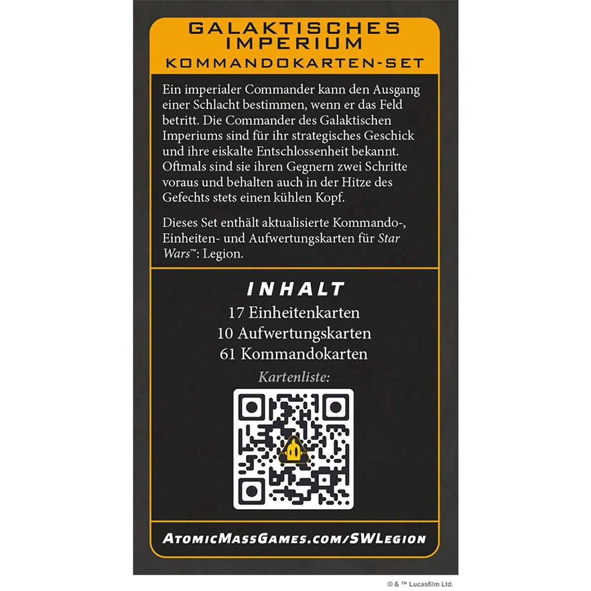 Star Wars: Legion – Galaktisches Imperium Kommandokarten-Set Deutsch